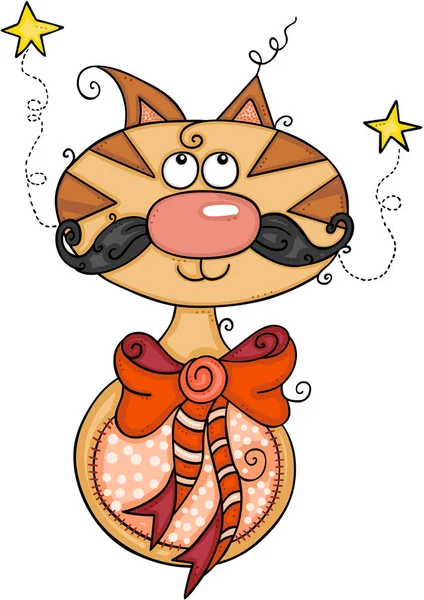 口ひげを持つ幸せな猫 — ストックベクタ