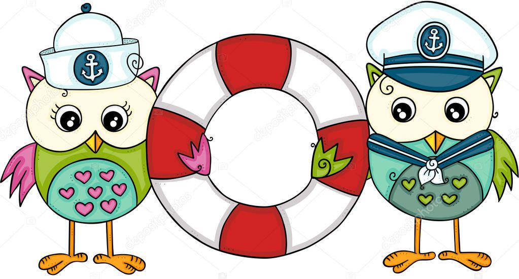 Couple sailors owls holding ring float