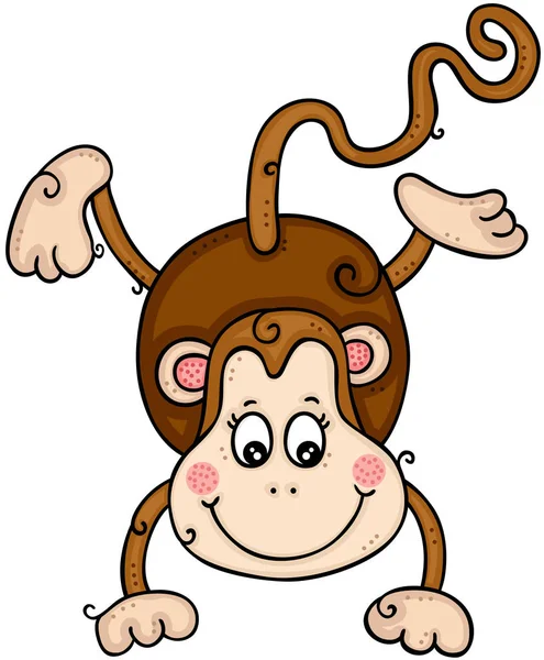 Skalowalne Vectorial Reprezentujących Słodkie Małpa Szczęśliwy Element Projektu Ilustracja Białym — Wektor stockowy