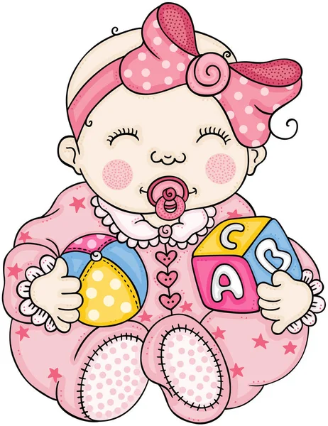 Cute Baby Girl Playing — Stock Vector