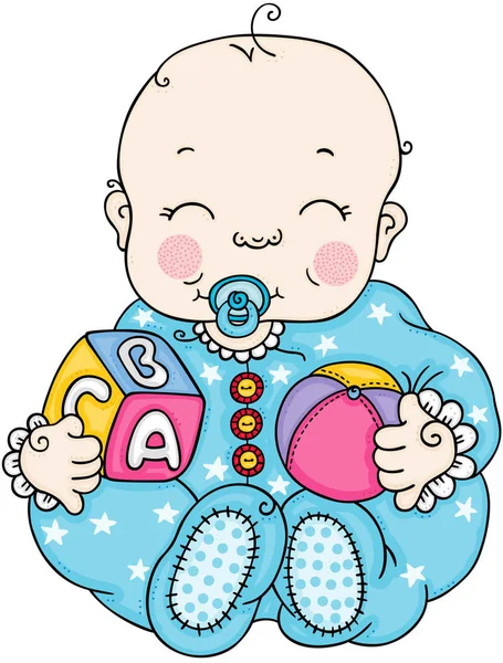 Cute Baby Boy Playing — Stock Vector