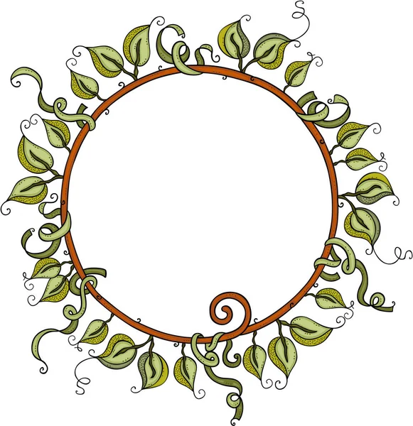 Ronde Frame Gemaakt Van Groene Bladeren — Stockvector