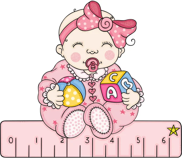 Baby Girl Pink Ruler — Stock Vector
