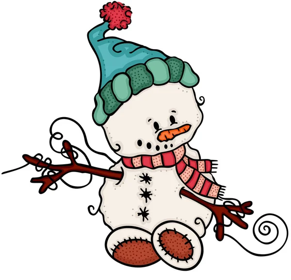 Cute Little Snowman Oddziałów — Wektor stockowy