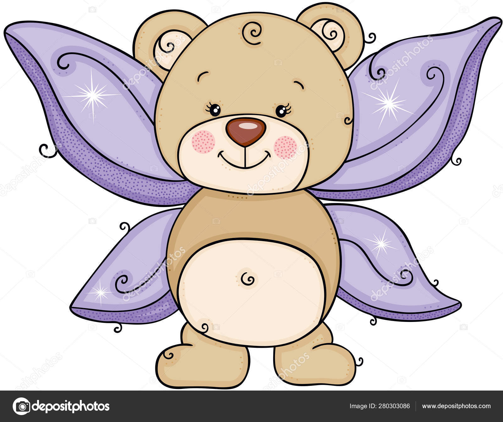 Download Fairy Teddy Bear Purple Wings — Stock Vector © socris79 ...