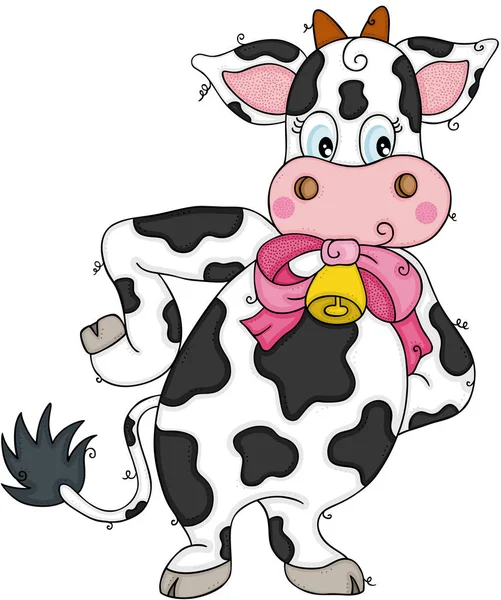 Cute Śmieszne Krowy Stojący — Wektor stockowy