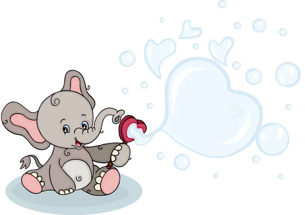 かわいい象は石鹸の泡を吹く — ストックベクタ