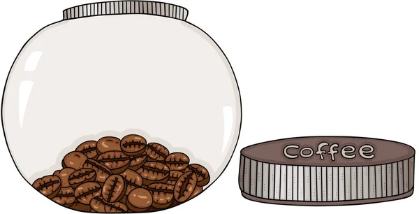 ガラス瓶の中のコーヒー豆 — ストックベクタ