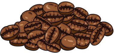 Beyaz arka planda izole kahve çekirdekleri yığını