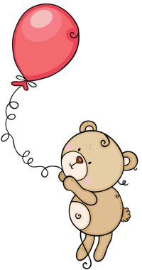 Oyuncak ayı balon ile uçan