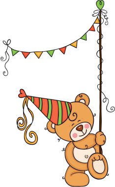 Bunting banner partili doğum günü ayısı