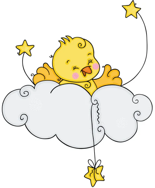 Pájaro Amarillo Nube Con Estrellas — Archivo Imágenes Vectoriales