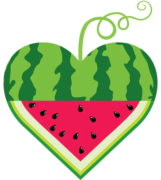 Sappige Hartvormige Watermeloen — Stockvector