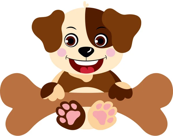 Счастливая Собака Большой Костью — стоковый вектор