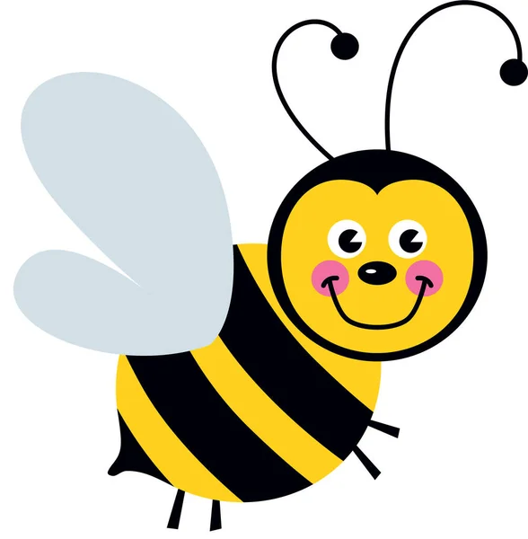 Милая Счастливая Пчела Изолированная Белом — стоковый вектор