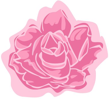 Basit El Çizimi Pembe Gül Çiçeği