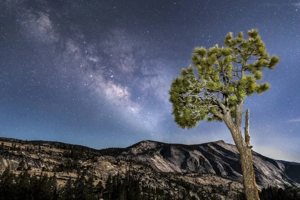 Milky Way Galaxy Stretches Night Sky Great Moonlit Granite Monolith — Stock Photo, Image
