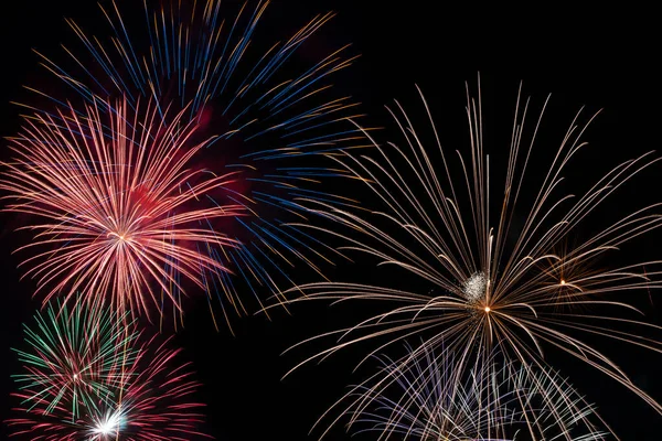 Very Large Colorful Firework Explodes Night Sky Celebration Freedom Fourth — Stock Photo, Image