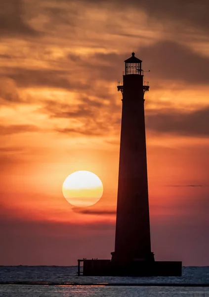 Just Sunrise Sky Atlantic Ocean Painted Color Silhouetting Historic Old — Stock Photo, Image