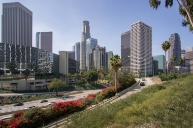 Şehir merkezinde, La Los Angeles, California manzarası.