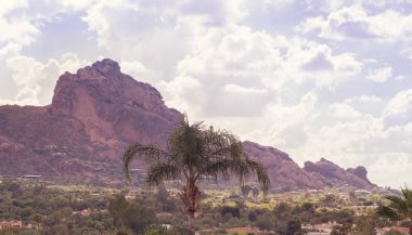 Doğal çöl Scottsdale, Phoenix, Arizona, Camelback Mountain özellikleri bir deve şeklini manzara ve yerli halk ve turistler için popüler bir zam.