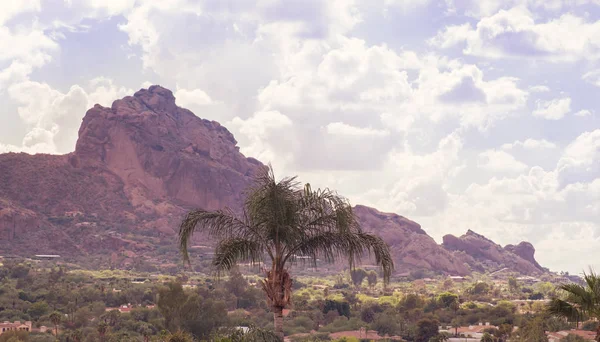 Scenic Desert Landscape Scottsdale Phoenix Arizona Camelback Mountain Features Shape — стоковое фото