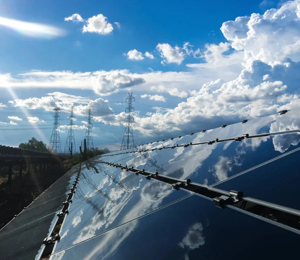 Painéis Solares Tempo Lapso Imagens Vídeo — Fotografia de Stock