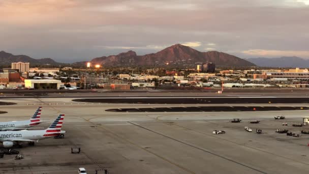 Phoenix Usa Phoenix Sky Harbor International Airport Time Lapse Civil — стоковое видео