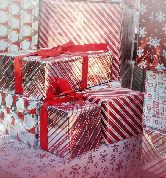 Christmas Presentaskar Holiday Bakgrund Inredning — Stockfoto
