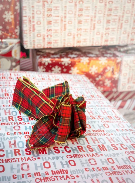 Vánoční Dárkové Krabice Holiday Pozadí Výzdoba — Stock fotografie