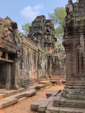 Angkor Kamboçya Antik duvar Tapınaklar arka plan ve egzotik seyahat görüntüleri