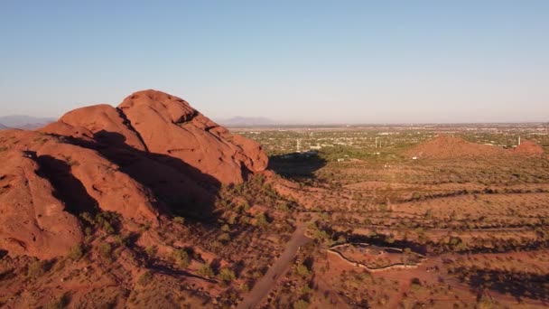 Imágenes Drones Del Área Recreación Del Desierto Papago Park Cerca — Vídeos de Stock