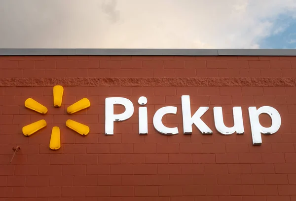 Glendale Azusa Orange White Sign Walmart Store Showing Contactless Grocery — Stock Photo, Image