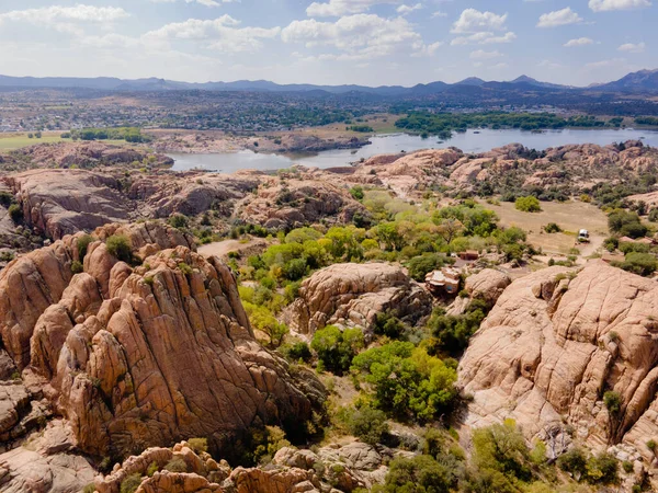 Flygbild Stenarna Granite Dells Och Watson Lake Prescott Arizona Usa — Stockfoto