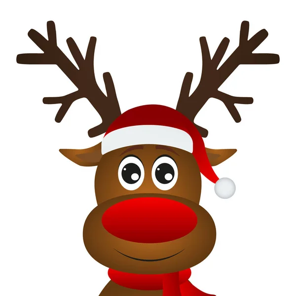 Cartone animato divertente renna di Natale — Vettoriale Stock