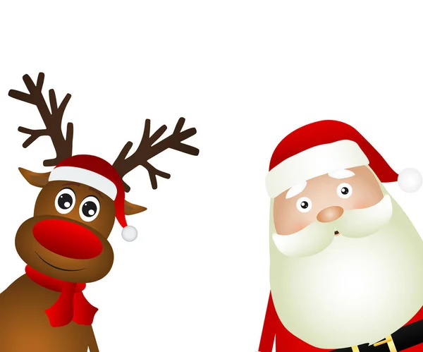 Santa Claus y renos — Vector de stock