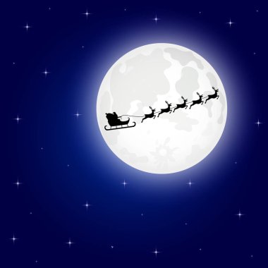 Noel Baba Kuzey Noel geyik bir kızakta uçuyor