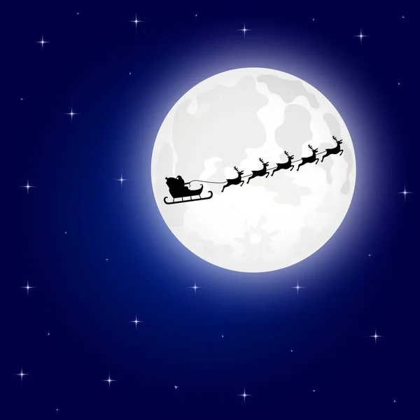 Papai Noel está voando em um trenó no cervo de Natal do norte — Vetor de Stock