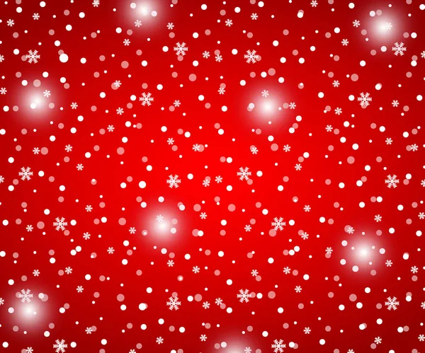 Fondo Rojo Navidad Con Copos Nieve Ilustración Blanca — Vector de stock