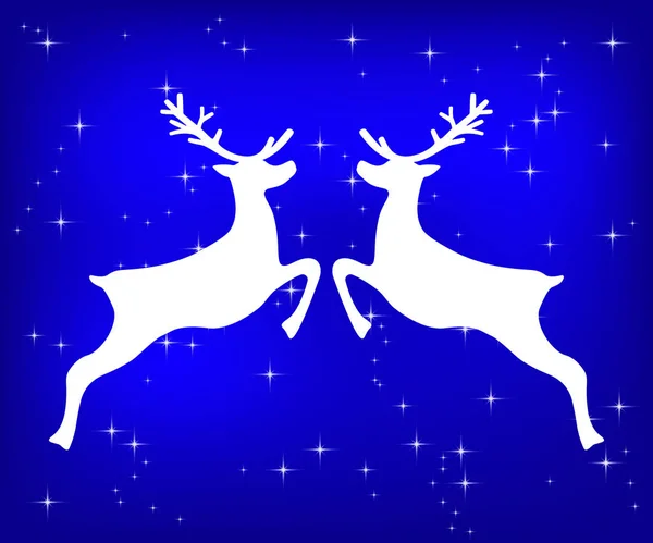 Renifer na niebieskim tle Boże Narodzenie błyszczące. — Wektor stockowy
