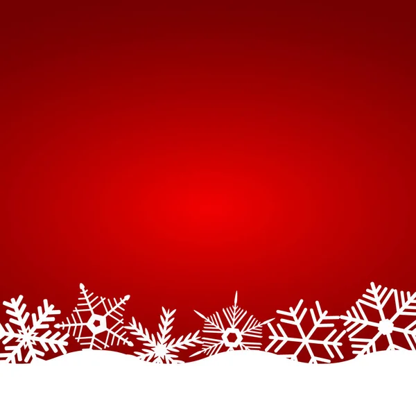 雪の結晶とクリスマスの赤い背景 — ストックベクタ
