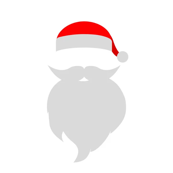 Mütze und Schnurrbart mit Weihnachtsmann-Bart auf weißem Hintergrund — Stockvektor