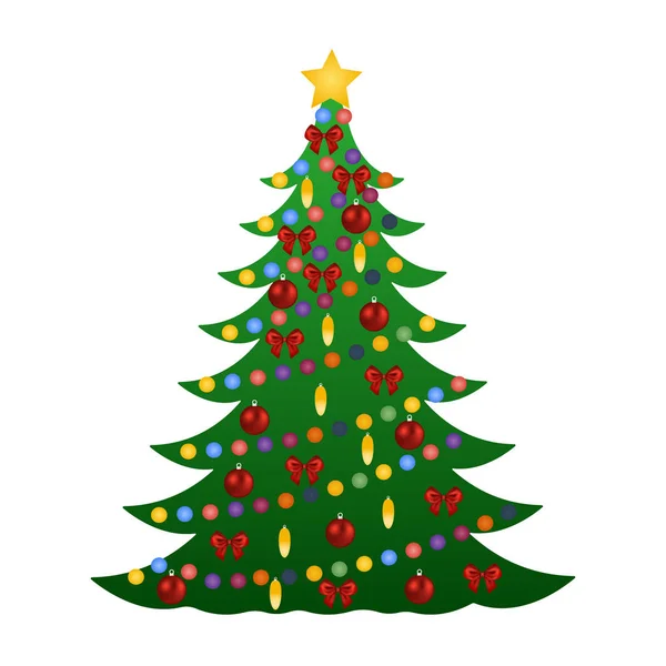 Árbol de Navidad con decoraciones — Vector de stock