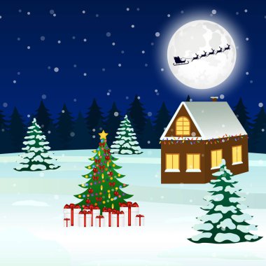 Bir Noel ağacı ve hediyeler ile Cityscape 