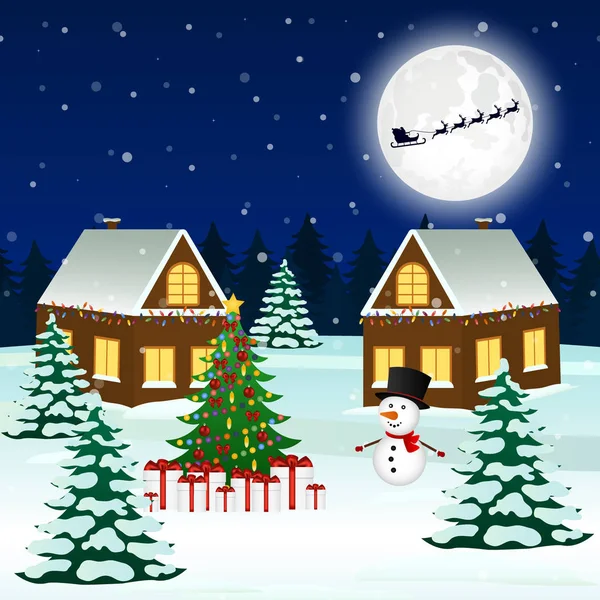 Bir Noel ağacı ve hediyeler ile Cityscape 