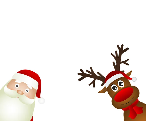 Santa Claus y renos — Vector de stock