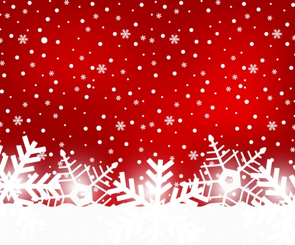 Natal fundo vermelho com flocos de neve —  Vetores de Stock