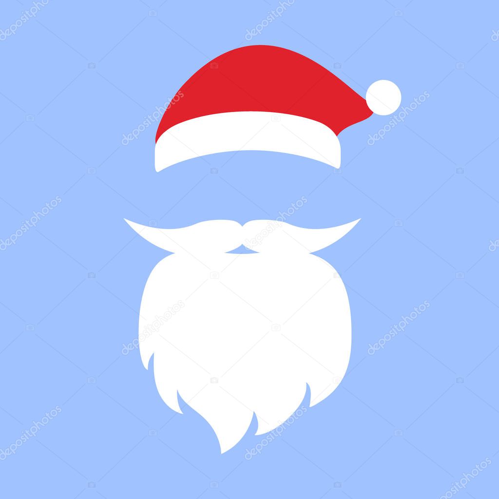 Cap and mustache with a beard of Santa Claus