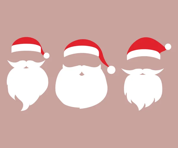 Boné e bigode com barba de Papai Noel — Vetor de Stock