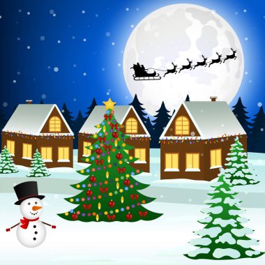 Bir Noel ağacı ve hediyeler ile Cityscape 